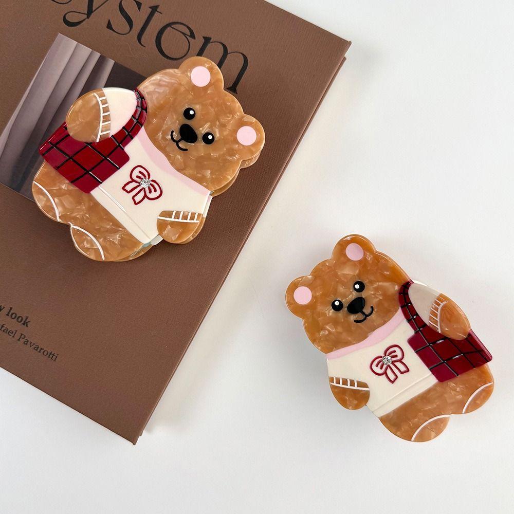Korean Style Cute Hair Carb Clip Acetic Acid Small Hair Claw Lovely Cartoon Bear Shark Clip  Female