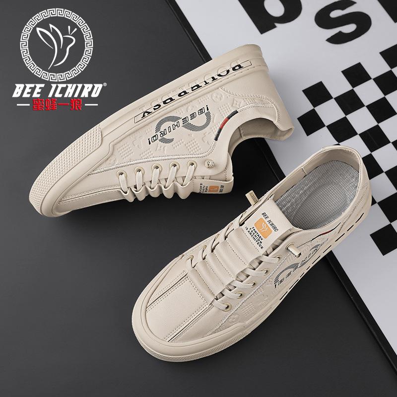 Men's Shoes Spring and Summer Casual Fashion Versatile Leather Four-season Board Shoes Lazy Little White Shoes