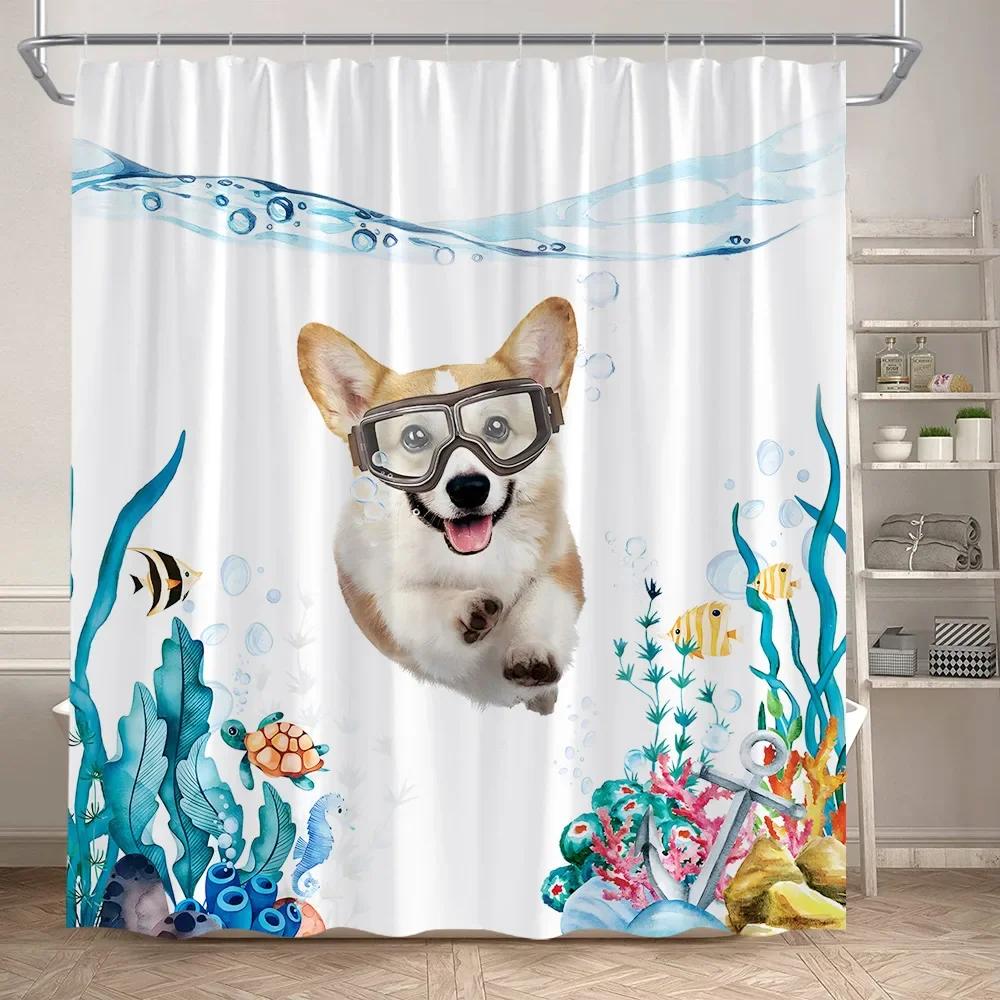 Lustige Badende Dinosaurier Duschvorhänge Schwarze Katze Tiersilhouette Kinder Badevorhang Modernes Polyester Badezimmerdekor mit Haken