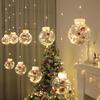LED Christmas Wish Ball Curtain Light, Copper Wire String Lights Santa Snowman Xmas Tree Ornament Indoor Outdoor Holiday Decorative Fairy Lights