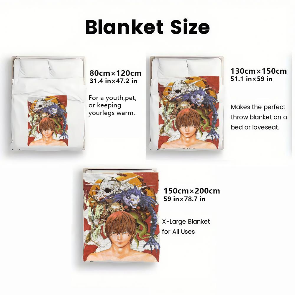 Light Yagami & Ryuk Print thin Flannel Blanket for Living Rooms,Sofas Blankets,Lunch Breaks,blankets fluffy