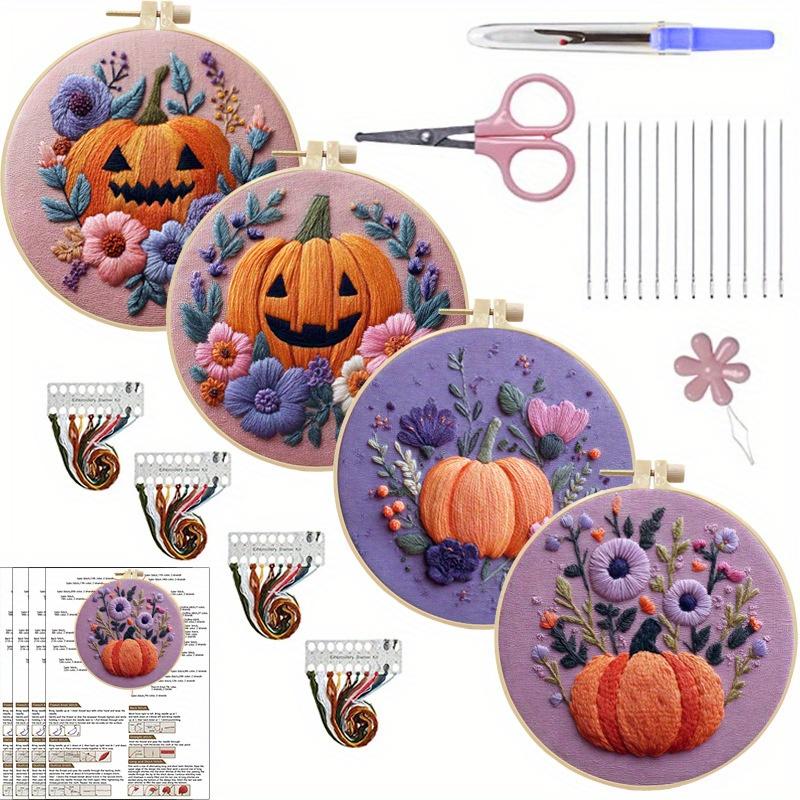 1Pcs Halloween Pumpkin Handmade DIY Embroidery Fabric Material Package, Suitable for Embroidery Lovers, Gifts for Friends