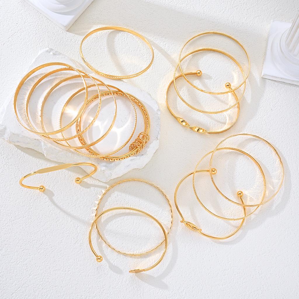 15pcs Punk Multilayer Bracelets Set For Women Elegant Delicate Twist Sparkling Adjustable Bangles Bracelets Jewelry Couples Gift