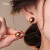Vintage Maillard Zir*****val Tiger's Eye Stud Earrings Niche Earrings Simple Earrings