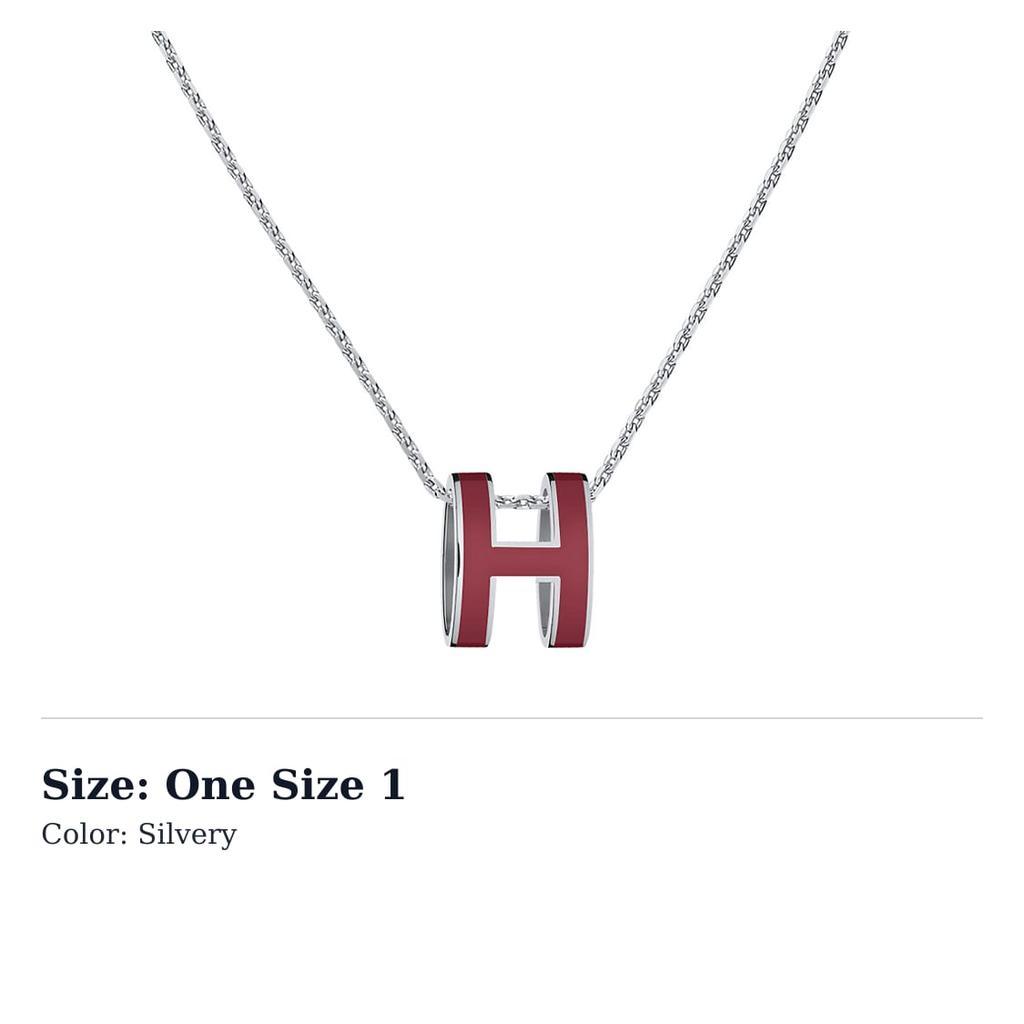 HERMES POP H Palladium plated Metal Necklaces Women's Burgundy H147991FP54