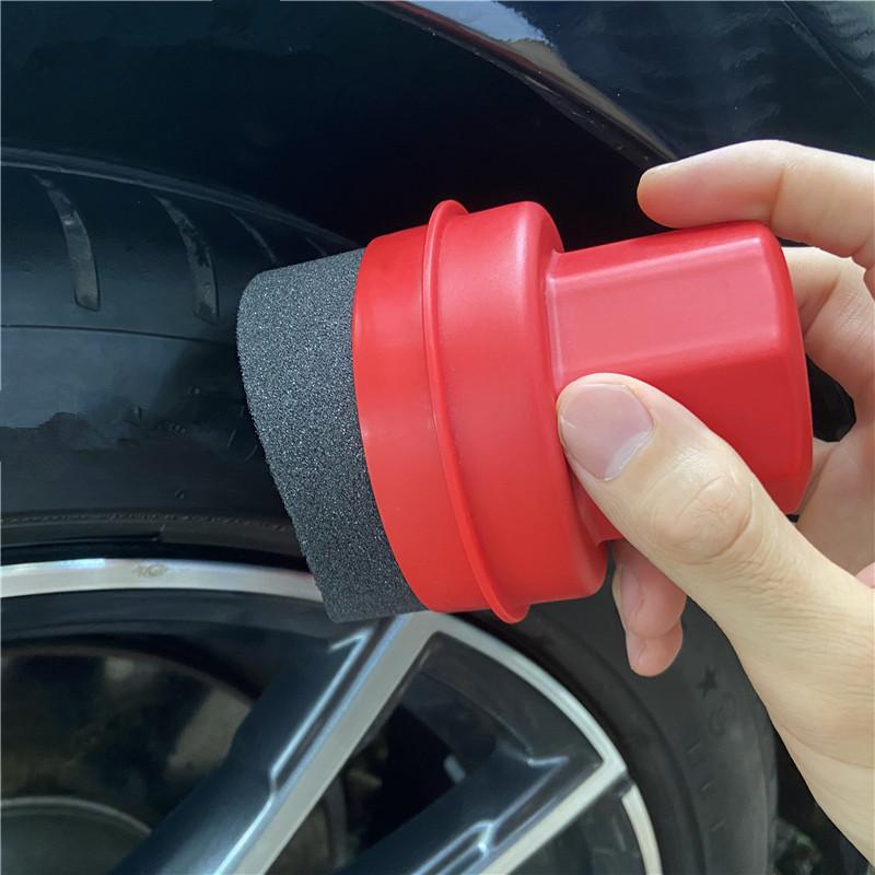 Car Tire Waxing Sponge Car Wax Applicator Pad With Lid Curved Shaped Easy Waxing Tire Sponge Tire Cleaning Tools Detailing Brush