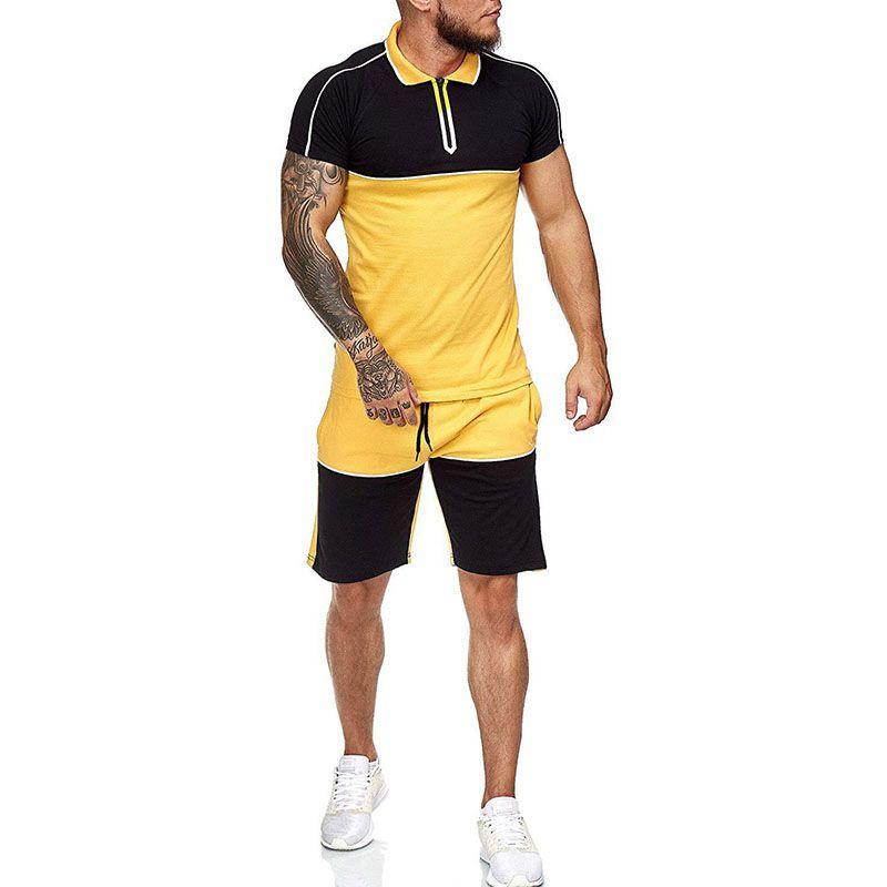 Summer 2pcs Mens Tracksuit Sport Suit T Shirt Tops  Shorts Pants Set Outfit