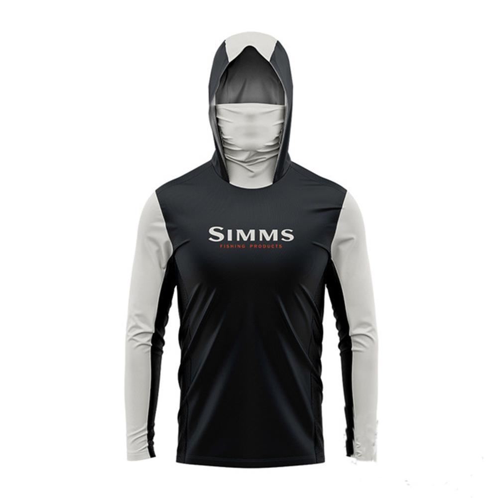 SIMMS 2024 Men's Hooded UV Protection Long Sleeve Fishing Shirt with Sun Protection Mask