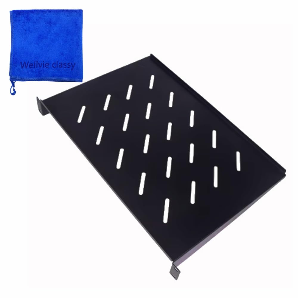 

Wellvie Classy Server Rack Shelf, 1U/2U, Compatible with 19-inch Racks, with Heat Dissipation Slits, 31.5cm Deep (2U)