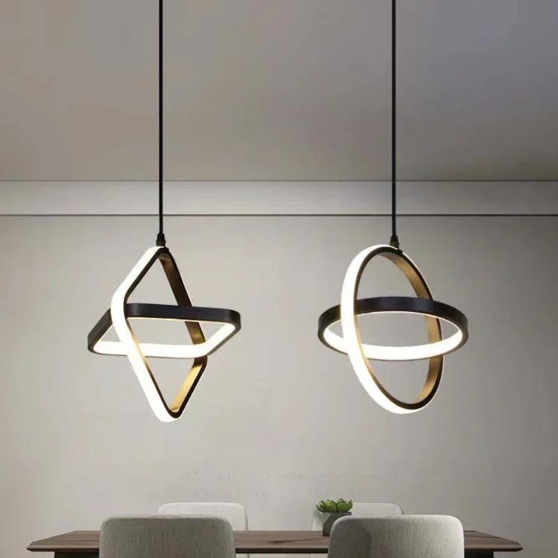Modern Minimalist LED Chandelier Black and White Round Square Living Room Dining Room Bedroom Bedside Decorative Lighting