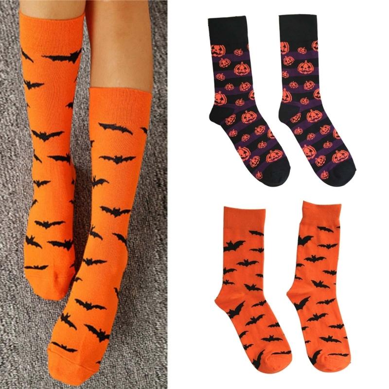 Novelty Funny Socks Festive Halloween Crew Socks Colorful Cotton Booties Socks Creative Pumpkin Bat Print Ankle Socks