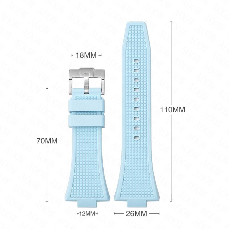 Convex End Strap for Tissot PRX Series T137.407/T137.410 Super Player Men Rubber Silicone Quick Release Watch Band 26x12mm
