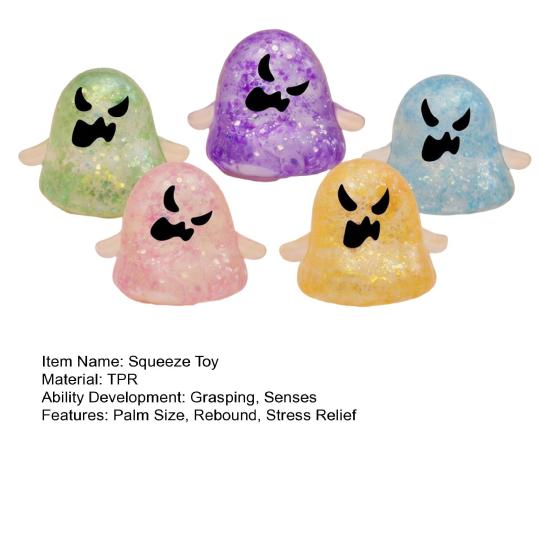 5Pcs Halloween Ghost Slow-Rising Squeeze Toy Set TPR Fidget for Stress Relief Portable Decompression Gadget for Kids Adults Fun Party Favor Gift Box