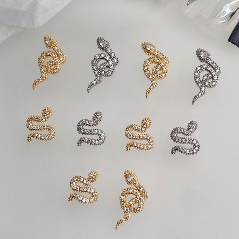 Snake Nails Art Charms Snake Nails Rhinestones Nails Charms Snake Shape Nails Art Decoration Nails Jewelry Accessories
