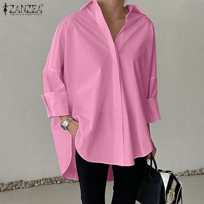 Damen Bluse mit Umlegekragen, lockere, lässige Langarmbluse
