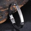 Meier Trend europäisches & amerikanisches DIY graviertes Armband im koreanischen Stil - Armreif aus Edelstahl & geflochtenem Mikrofaserleder