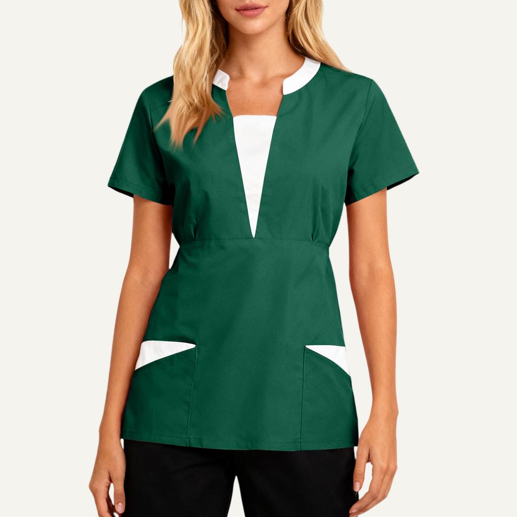 Women's Loose And Comfort V-Neck Casual  Work Clothes Top Short Sleeve Shirt