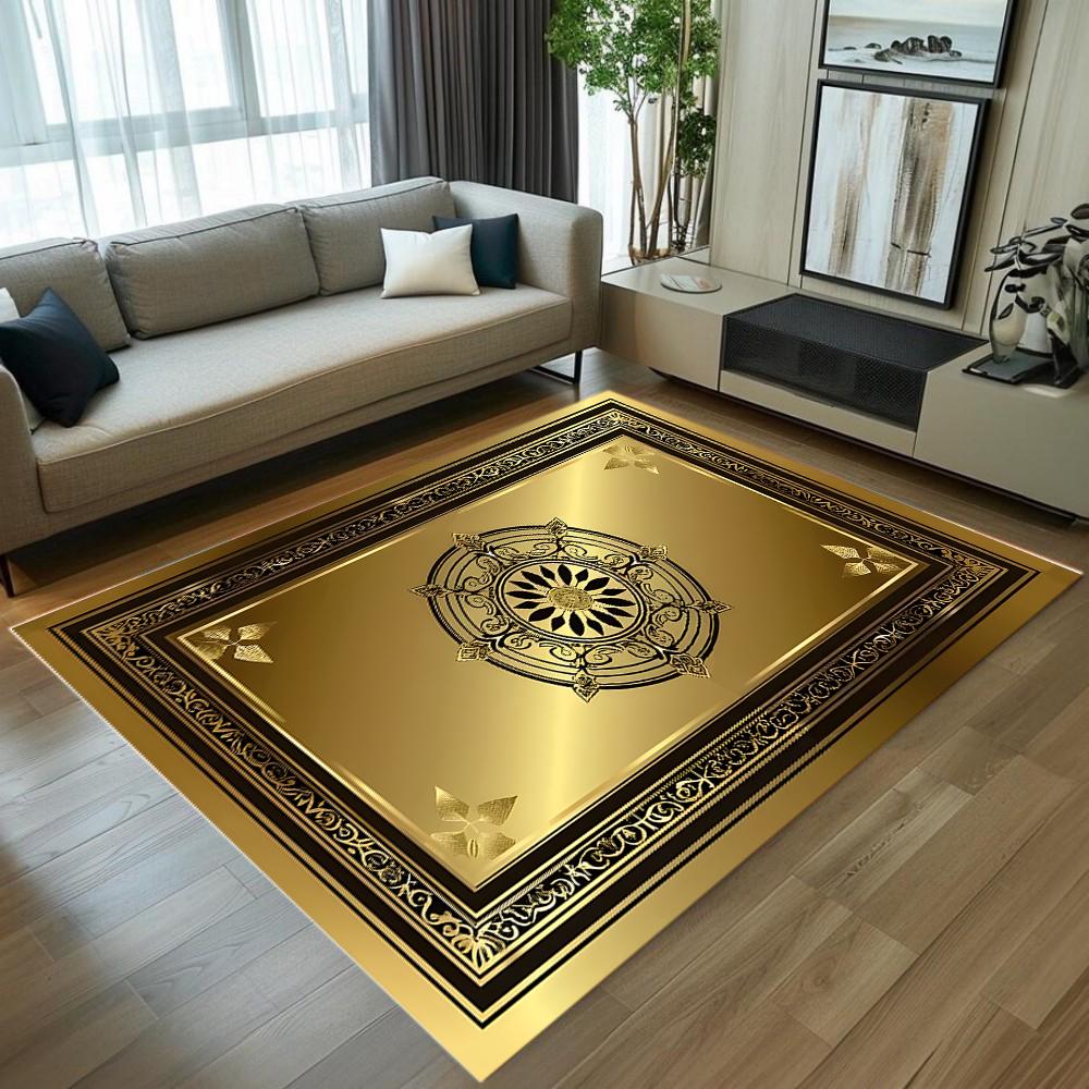 

Luxury European Large Carpet Living Room Golden Decoration Sofa Table Area Rugs Non-slip Bedroom Washable Floor Mat 40X60cm