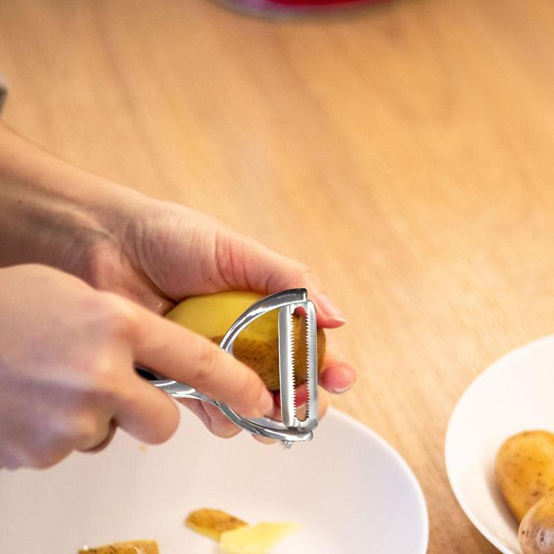 Multifunctional Peeler Zinc Alloy Wide Peeler Hole Design Pear Skin Peeler Kitchen Tools With Sawtooth And Blade Mouth Camping