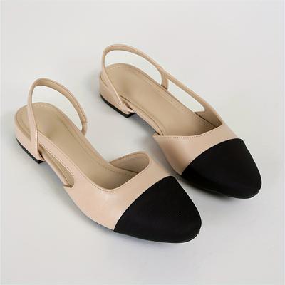 Damenschuhe in Kontrastfarbe, klobiger niedriger Absatz, elegante Abendschuhe mit Knöchelriemen, bequeme Schlupfschuhe