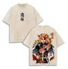 Demon Slayer Nezuko Kamado Blood Splatter Dual Print Vintage Washed Oversized Anime Streetwear Women And Men T-Shirt