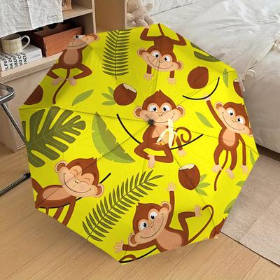 1PC Monkey Bananas Umbrella-8-Rib Reinforced, Automatic Open, Lightweight & Durable, Cute Fashion Accessory for Outdoor-T357