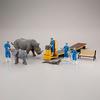 Kaiyodo ART PLA Zookeeper and White Rhino Set, Unpainted and Unassembled Plastic Model Kit AP006
