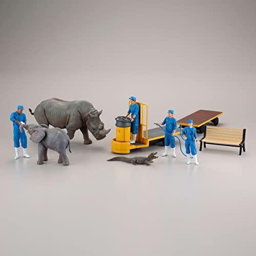Kaiyodo ART PLA Zookeeper and White Rhino Set, Unpainted and Unassembled Plastic Model Kit AP006