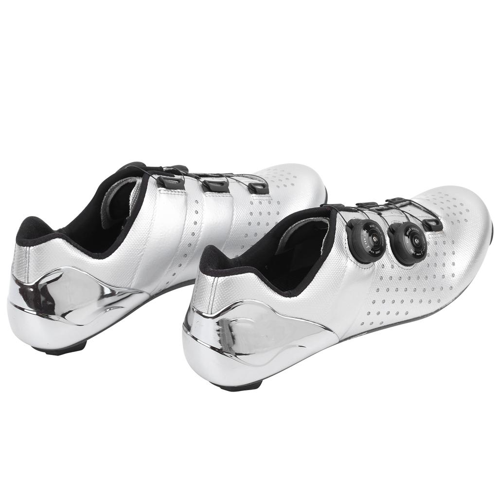 1Pair Outdoor Bike Cycling Shoes Electroplate Silver Vamp Bicycle Road Lock Shoes