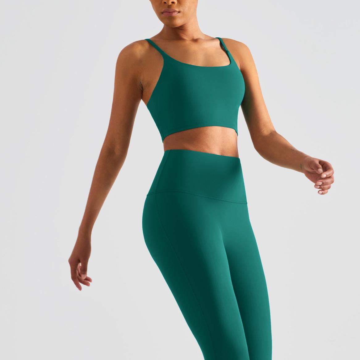 Женский летний удобный бюстгальтер-майка для йоги с U-образным вырезом из лайкры — фото 4