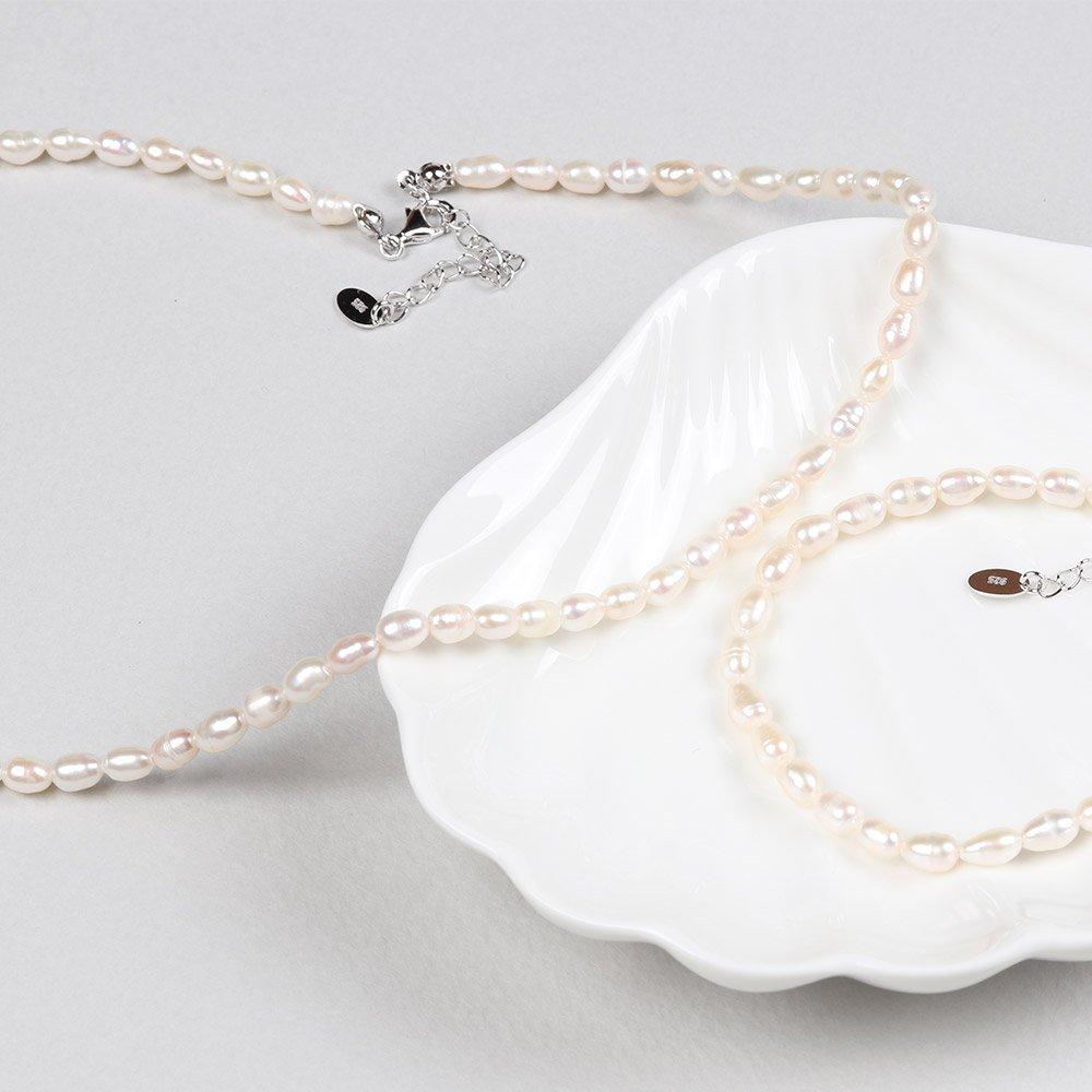 [925 Silver] Mystic Freshwater Pearl Necklace_4mm Pearl