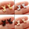 New In Chihuahua Stainless Steel Ear Piercing Earrings For Women Cute Dog Studs Love My Pet Animal Earrings Zircon Party Gift