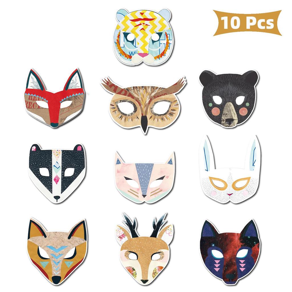 Safari Animal Mask Set: 10 Jungle-Themed Paper Masks for Baby Birthday Party Decor