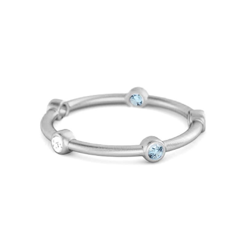 Blue Topaz Bezel-Set Stacking Band Ring - 925 Sterling Silver