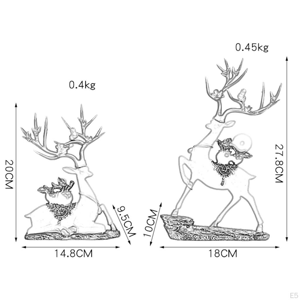 2Pcs Reindeer Statues Decorative Collectable Deer Figurine Lover Sculpture for Dining Room