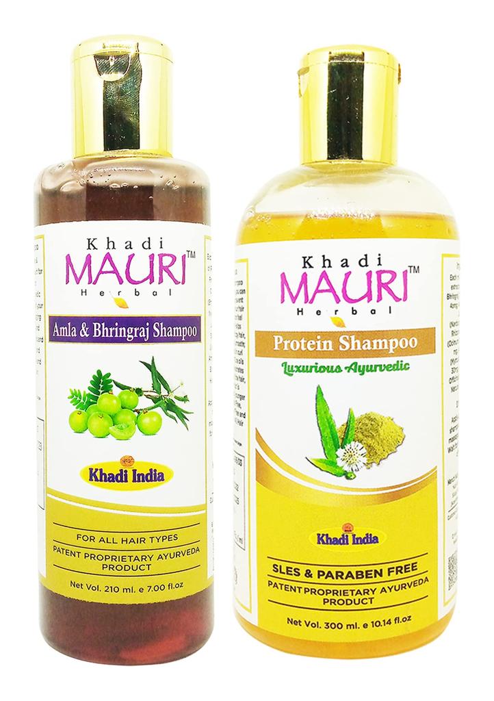 Khadi Mauri Amla Bhringraj & Protein Shampoo - Pack of 2 (510 Ml)