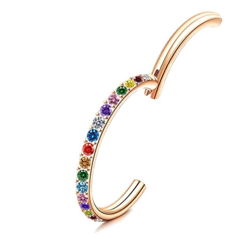 2024 Vibrant Rhinestone Nose Ring & Ear Cuff - Exclusive G23 Titanium Punk Style