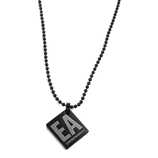 Emporio Armani Black and Gunmetal Necklace Pendant EGS2754060 [Used]