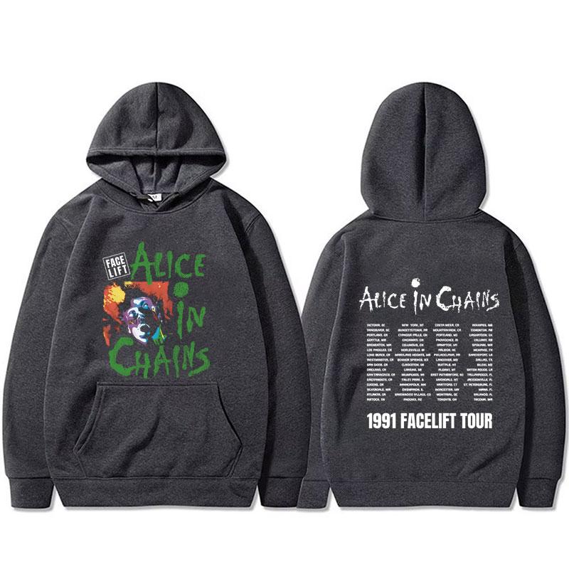 Rock Band Alice in Chains Face Lift Tour 1991 Hoodie Herren Damen Punk Lässig Übergroß Pullover Hoodies Männliche Mode Sweatshirt