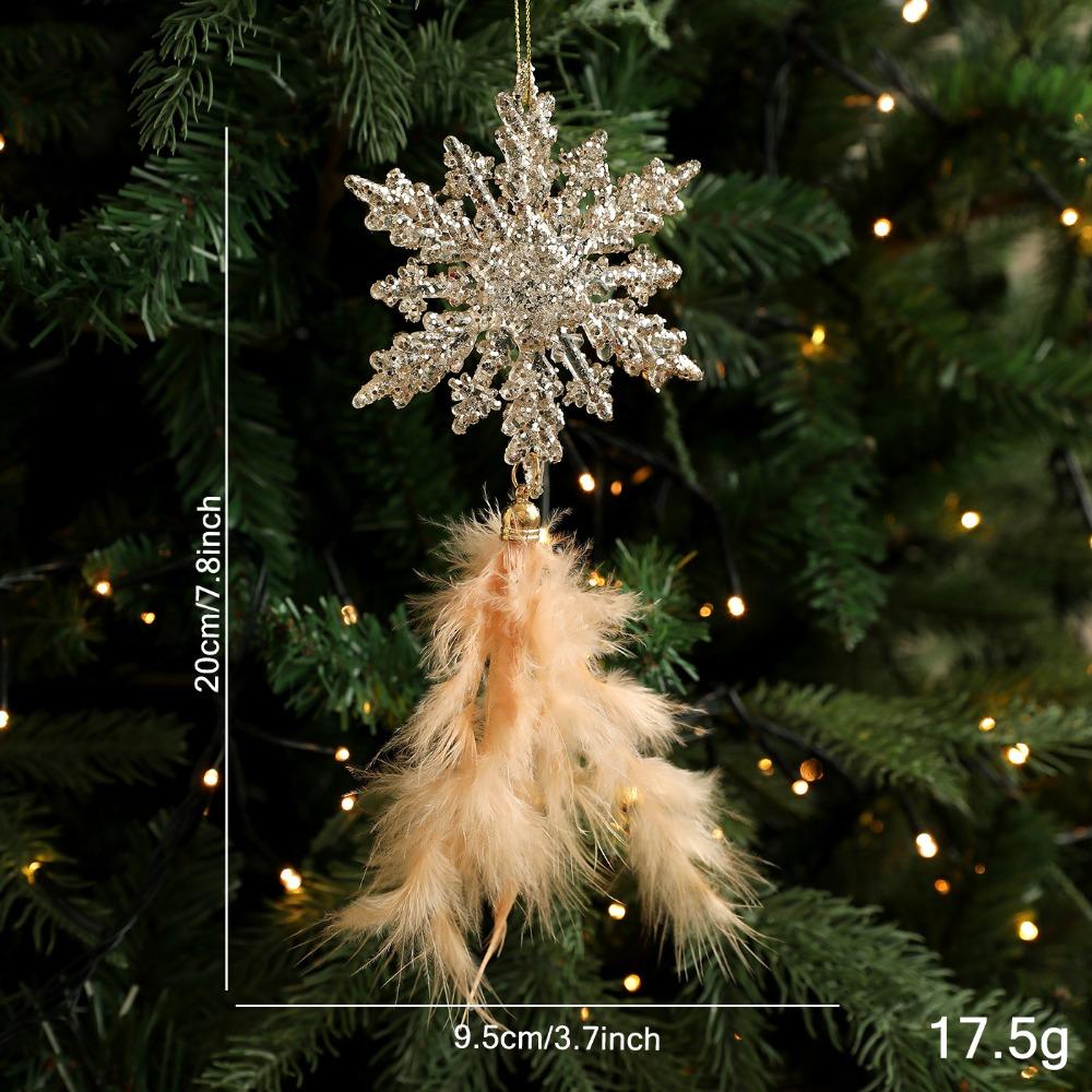 Plastic Christmas Tree Feather Pendant Angel Snowflake Christmas Hanging Decoration Elk Feather Hanging Ornament