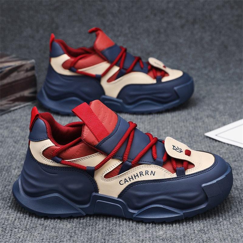 

Men s shoes 2025 new spring trend casual sports shoes student youth thick-soled low-top leather trendy shoes men s 44