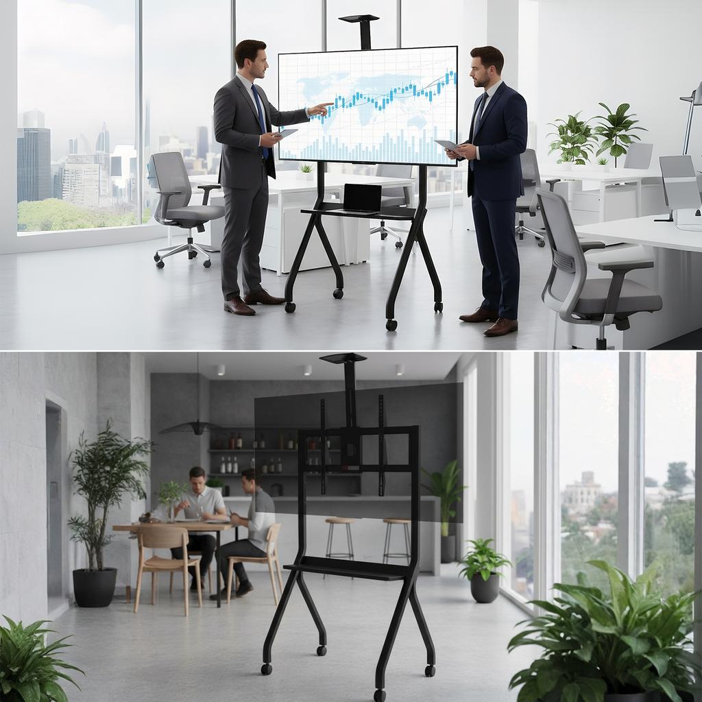 Mobile TV Display Stand for 42-75in Interactive Whiteboards & TVs Monitors Display Trolley Hold 300LBS for Office Classroom Home