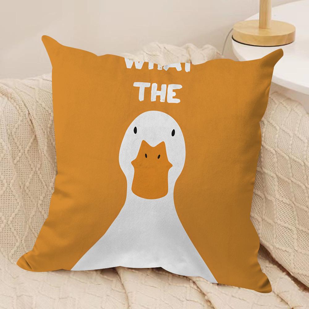 Funny What the Duck Art Cushion Cover Pillowcase Ultra Soft Skin Friendly Fabric Cloud Like Comfort  Concealed Zipper