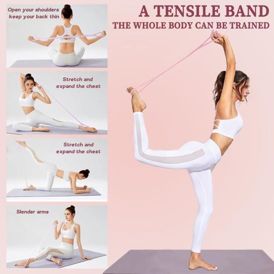 Figure 8 Exercise Resistance Band Arm Shoulder Stretch Strength Training Fitness Elastic Strap 15/25/35Lbs Men Women Anti-slip Silicone Tension Rope
