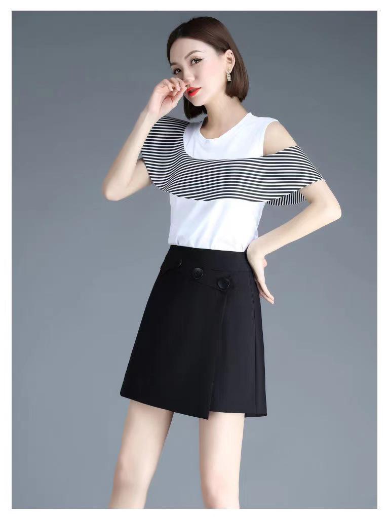 Women's High-Waisted Black Suit Shorts - Korean Style, Slim, Wide-Leg Skirt-Pants for Spring/Summer