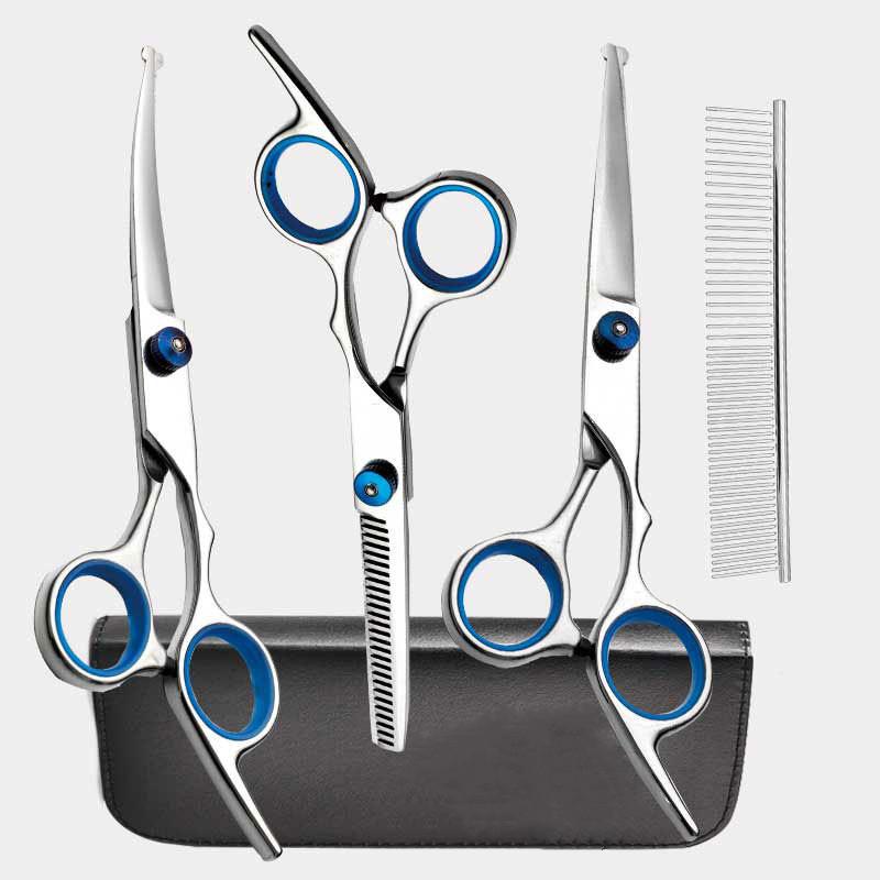 

Dog Grooming Scissors Kit Safety Round Tips Pet Dog Cat Grooming Shears Set Thinning stainless steel Straight Curved Shears Comb