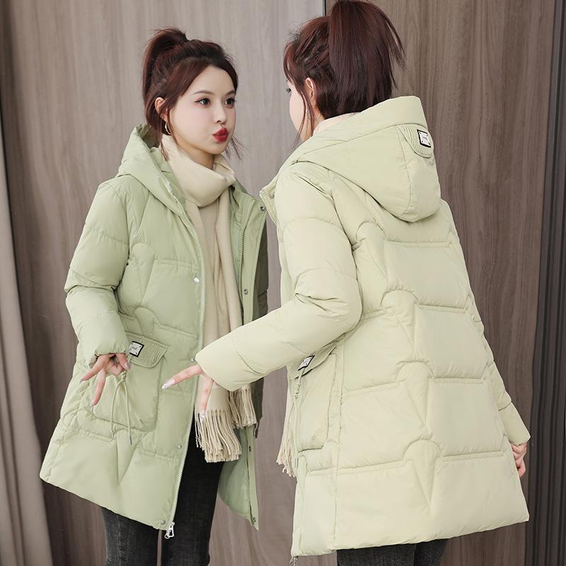 Fashion Hooded Down Cotton Jacket Women's Mid-length New Casual Korean Version Loose Season Cotton Jacket Women's Thickened Padded Jacket