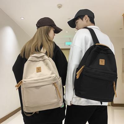 Japanese Solid Color Backpack Female Korean Version Harajuku Simple High School Student Backpack Campus Junior High School Student Couple Schoolbag