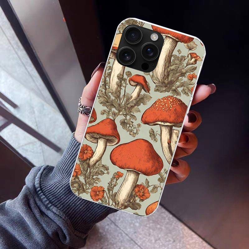 

Colorful Mushroom Phone Case For iPhone 17 Air 16 15 Pro Max 14 Plus 13 Mini 12 11 Cover 7 8 SE Silicone Shell Print Fundas 17 A iPhone 12 (12 Pro)