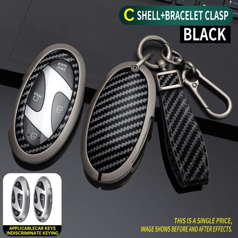 5 7 Buttons Carbon Fiber Texured Car Key Case Cover For Hyundai Kona Ev Grandeur GN7 IONIQ 6 2025 2025 Remote Key Protect Shell